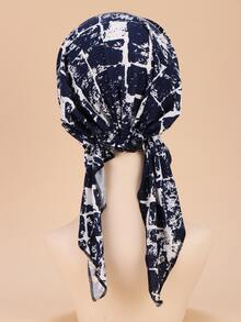 Tie-Dye Floral Print Aviator Hat Suitable For Daily Wear - Navy Pattern - View 2