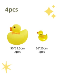 4 piezas Globos de PVC con tema de pato amarillo, adecuados para decoración de fiesta de cumpleaños, decoración de ambiente festivo, regreso a clases, fiesta de boda de otoño, globos decorativos de fondo, decoración de ventana navideña, decoración navideña del hogar, regalos de Navidad, decoraciones navideñas - Amarillo - Ver 4