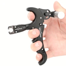 1 件 AME 四指射箭释放辅助器，可调节拇指扳机，操作流畅，提高准确性，适合初学者到专业人士，复合弓手持释放器，户外射击运动