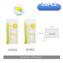 30个/20个自封保鲜袋，适用于冰箱冷冻室的密封可重复密封袋，用于水果蔬菜食品储存、家居装饰、派对和圣诞节储存的厚塑料袋 - 白色 - 查看 15