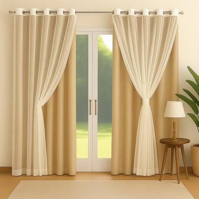 Cortina Mali Premium 3,00 x 2,80 com Voil Branco – Decoração, Estilo e Conforto p/ Quarto e Sala