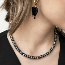 绿红蓝水晶天然不对称特殊切割石珠首饰工艺项链女士配饰颈链时尚短领简约饰品 - beads - 查看 2