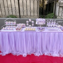 Tulle Tutu Table Skirt, Wedding Bridesmaid, Baby Party Skirt, Decorative Table Decoration, Fashion Deluxe Romantic Birthday Party Shower - 白色 - 查看 5