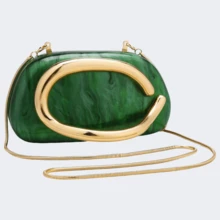 Milky Way Acrylic Clutch Purse For Women Marbling Evening Wedding Handbags Acrylic Shell Box Purses For Party Prom Cocktail - 綠色 - 查看 3