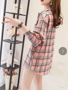 Rikumo New Casual Fashion Plaid & Striped Blouse For Women Spring - Multicolor - View 5