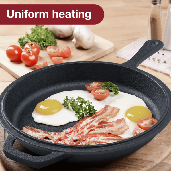 Senmeo 10-Inch (26cm) Dual-Purpose Cast Iron Pan, 2-In-1 Skillet & Deep Pot Combo, Preseasoned Multi-Function Cookware For Family Use, Stylish Compact Dual-Function Pot For Stovetop, Induction, Grill & Indoor/Outdoor Cooking