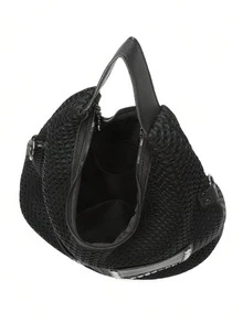 New Vintage Mesh Handbag Large Capacity Shoulder Bag Punk Rivet Hobo Bag Oversized Women Tote - Black - View 7