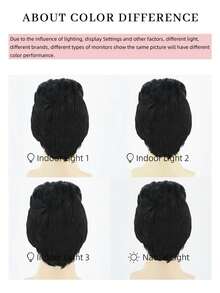 1 pieza Peluca negra ondulada de moda para hombre, peluca de fibra química para disfraz de estrella de rock de los años 50 - Negro - Ver 6