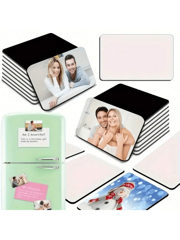 10pcs /12pcs Rubber Square Sublimation Blank Fridge Magnets Set, Personalised Decorative Fridge Magnets For Kitchen, Office Whiteboard, Storage Cabinet, Dishwasher - Great For Christmas, Halloween, Father's Day, Mother's Day, Graduation Gifts, Halloween Gifts