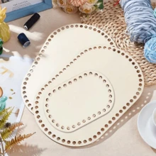 3pcs Oval Wooden Crochet Basket Bottoms, Suitable For DIY Weaving, Crochet Crafts And Home Decor
