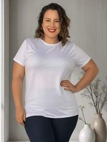 Kit 3 Plus Size Women's Blouse Gym Clothing Butt Cover Dry Fit Fitness Blouse Workout T-Shirt - 藏蓝色 - 查看 4