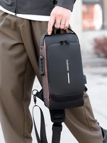 Fashion Men's Backpack - Oxford Texture Messenger Bag With Password Lock - Stylish Motorcycle Crossbody Bag With Phone Pocket, Zipper Closure For Daily Commute, Motorcycle Bag Business Anti-Theft Messenger Bag - Casual Sports Travel Shoulder Bag, Adjustable Strap, Multi-Pocket Waist Bag, Suitable For Outings, Weddings, Perfect Gift For Father, Husband, Boyfriend And Teacher