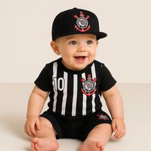 Timão Themed Monthiversary Baby Bodysuit Super Comfortable Premium Line - 連身衣+黑色短褲+貝雷帽 - 查看 1