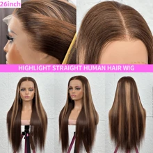 12 英寸无胶直发鲍勃拜拜结 13x4 4*4 5x513*6 蕾丝前假发混合人发混合预拔隐形结 3S 可直接佩戴短款挑染 4/27# 鲍勃混合假发混合人发和合成耐高温纤维假发预剪 180% 密度适合女性日常使用