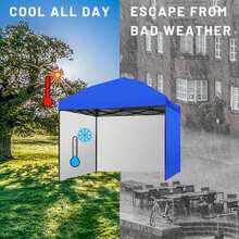 Carpa plegable con toldo, con 3 toldos, 3 x 3 metros, toldo impermeable y resistente al viento, toldo exterior, paredes laterales - Azul - Ver 10