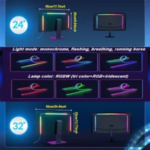1 pieza Tira de luz LED RGB para monitor de juegos, iluminación ambiental alimentada por USB, apta para pantallas de computadora y TV de 24/32 pulgadas, adecuada para películas, juegos, música y uso en la oficina - USB - Ver 5
