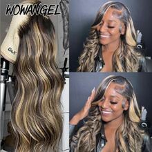 WOWANGEL 250% Density Melt Skins 13x6 Real HD Lace Front Wig Highlight 27 Body Wave Wigs With Baby Hair 100% Peruvian Human Hair Wig Full Large Lace Space Ombre Colored Glueless Ture HD Lace Frontal Closure Wig Pre Plucked For Women Daily Use