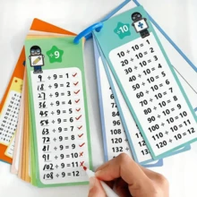Set de 15 piezas/Tarjetas didácticas de matemáticas con operaciones de suma, resta, multiplicación y división, reutilizables con marcador de borrado en seco, herramienta de aprendizaje matemático para el aula y los estudiantes, adecuado como regalo para estudiantes [Multiplicación 14 piezas] - Multicolor - Ver 5