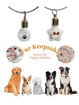 1 stuk dierenhaar-aandenkenhanger met sticker, glazen flesje met verbeterde duurzaamheid voor as of haar, hond of kat-aandenken, huisdierverliesgeschenk, hondenbont-gedenkhanger voor huisdiereigenaren, medaillonketting voor gekoesterde herinneringen, auto-accessoires, schattige gothic Y2K
