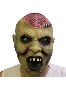 1 Peça Máscara Realista de Elemento Sangrento de Horror de Halloween, Máscara de Látex Aterrorizante no Estilo Zumbi, Adequada para Adereços de Fantasia de Feriado, Máscara de Cosplay