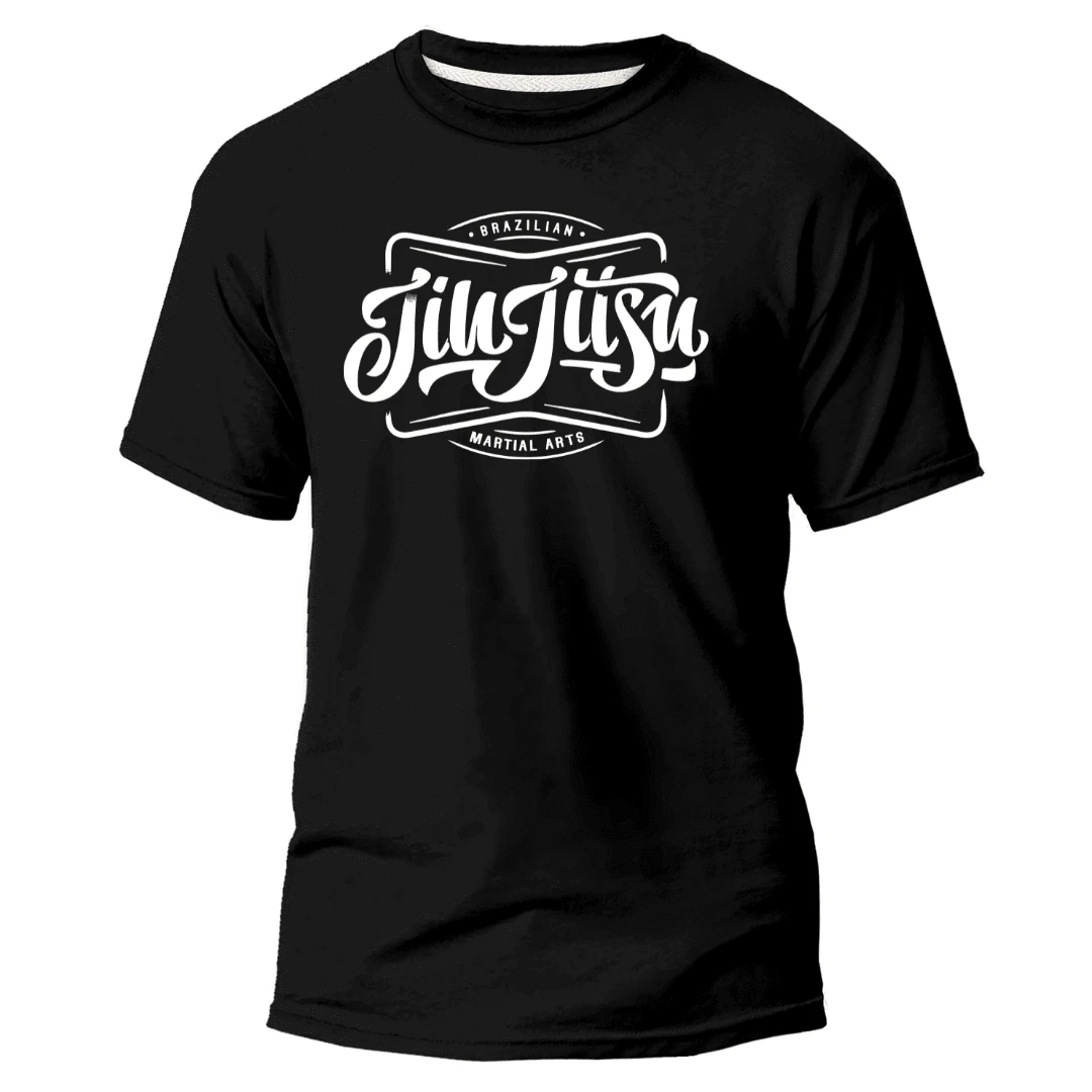 Men's Jiu Jitsu Martial Arts T-Shirt Lightweight 100% Cotton Mesh Shirt Great For Training Father's Day - 黑色 - 查看 1