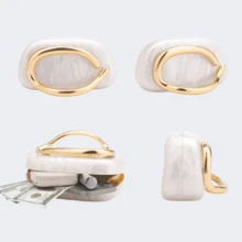 Milky Way Acrylic Clutch Purse For Women Marbling Evening Wedding Handbags Acrylic Shell Box Purses For Party Prom Cocktail - trắng - Xem 7