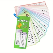 Set de 15 piezas/Tarjetas didácticas de matemáticas con operaciones de suma, resta, multiplicación y división, reutilizables con marcador de borrado en seco, herramienta de aprendizaje matemático para el aula y los estudiantes, adecuado como regalo para estudiantes [Multiplicación 14 piezas] - Multicolor - Ver 9