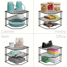 HomarKet 三层厨房转角架钢丝防锈收纳架适用于盘子、碗碟、橱柜和食品储藏室
