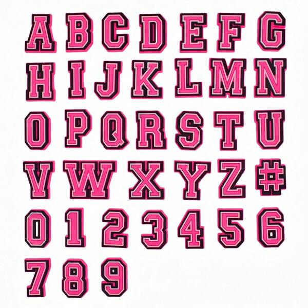 Juego de accesorios de encanto de letras y números del alfabeto en color rosa para decorar zuecos, sandalias, bolsas de playa y otros regalos
