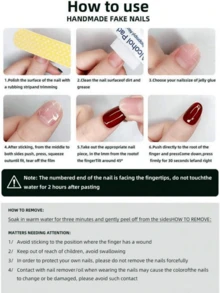 10片粉色猫眼渐变法式流苏美甲贴纸，简约可爱日常风，长梯形假指甲，适合女性、女孩和DIY美甲爱好者，手工按压式美甲贴片 - 淺粉色 - 查看 6