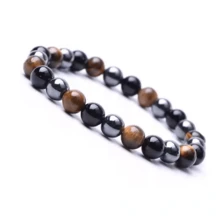 Triple Protection Bracelet Hematite Onyx Tiger Eye 8mm Natural Stone Unisex - Ngôi sao - Xem 3