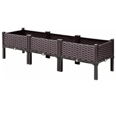 Kit de Cama de Jardín Elevada Rectangular, 116x40x36cm Cama de Jardín con Patas Macetas para Plantas Exteriores Caja de Plantas Macetas Cajas de Jardín para Patio de Jardín Balcón Terraza para Plantar Flores Verduras Tomate y Hierbas, Sistema de regado automático