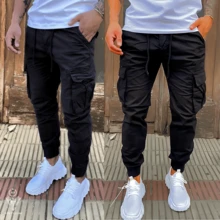 MEN'S SKATEBOARD CARGO JOGGER PANTS IN TWILL WITH CUFF - Black - View 6
