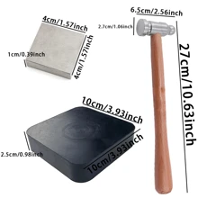 KLONKEE Juego de herramientas de joyería con yunque plano de acero, incluye alfombrilla de goma y martillo de cincelado, adecuado para reparación de joyería y estampado de metal - Multicolor - Ver 5