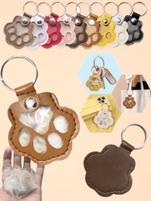 1PC Pet Hair Storage Keychain, Cat And Dog Hair Storage Bag, PU Leather Pet Hair Charm Friends Fascinator Gifts For Women Bear Car Key Pendant Bag Charm Bag Accessories Lanyards With Id Holder Car Accessories Bag Charms