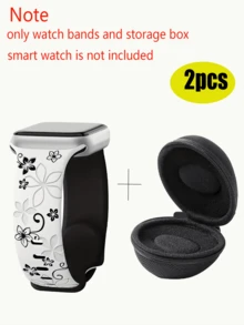 2 条装花卉雕刻表带 兼容 表带 女士 40mm 41mm 38mm 42mm 44mm 45mm 49mm，硅胶可爱野花运动激光表带 Series 9 Ultra SE 8 6 5 4 3 2 1 情人节，买表带送手表收纳盒 - 彩色 - 查看 10