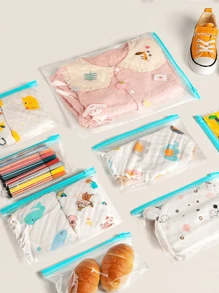 45个可重复密封的食品储存袋(包含10个大袋+15个中袋+20个小袋)加厚冷冻袋适用于微波炉加热蓝色用于持久保存和整理食物透明PE袋拉链袋适用于厨房食物分类收集零食储存 - 彩色 - 查看 8