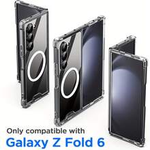 Galaxy Z Fold7 Fold6 Fold5 Fold4 Phone Case, Minimalist Fashion Transparent Crystal Shock-Proof Phone Protective Cover, Anti-Fall Protection With Magnetic Waterproof Scratch Resistant - Clear - View 11