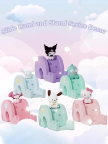 Podstawka na telefon z postaciami Sanrio, Hello Kitty, Kuromi, My Melody, Cinnamoroll, Pochacco i Hangyodon, uchwyt na biurko w kształcie suwaka, antypoślizgowa silikonowa podstawa, uniwersalny uchwyt na iPhone'a/Androida/tablet, uroczy element wystroju pokoju w stylu kawaii i prezent podróżny dla dziewczynek, nastolatek i kolekcjonerów Sanrio