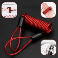 AiScrofa Candado de cable con cerradura para disco de motocicleta, candado de disco antirrobo de PVC para motocicleta y bicicleta, recordatorio de cable de advertencia en espiral de color rojo - Multicolor - Ver 2