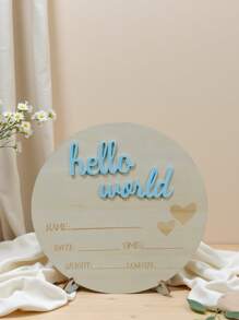 1pc Newborn Photography Props "HELLO WORLD" Baby Birth Announcement Sign, Wooden Baby Name Announcement Plaque, Baby Memorial Items, Baby Shower Easter Gifts, Girls/Boys - Multicolor - View 9