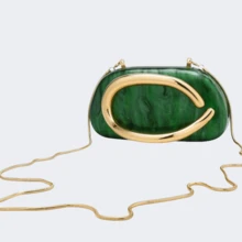 Milky Way Acrylic Clutch Purse For Women Marbling Evening Wedding Handbags Acrylic Shell Box Purses For Party Prom Cocktail - 綠色 - 查看 7