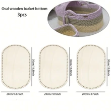 3pcs Oval Wooden Crochet Basket Bottoms, Suitable For DIY Weaving, Crochet Crafts And Home Decor