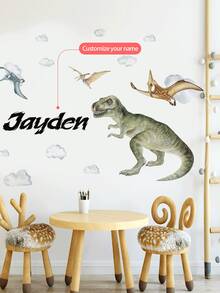 1pc Extra Large 120*30cm Cartoon Dinosaur Wall Sticker, Self-Adhesive Removable PVC Wall Decal For Living Room, Entryway, Bedroom, Girls/Boys Room, Kids Room, Baby Room Nursery Decor,Multi-Functional,Ornamental,Letter,Stylish,Modern,Colorful,Kawaii,Adorable,Cute,Casual,Custom,Personalised,Unique,Customized,Son,Daughter Back To School