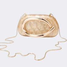 Milky Way Acrylic Clutch Purse For Women Marbling Evening Wedding Handbags Acrylic Shell Box Purses For Party Prom Cocktail - 金色 - 查看 7
