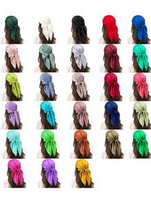 Pañuelo para la cabeza como bandana de seda, pañuelo de satén para el cabello para mujeres para dormir, pañuelo cuadrado para envolver el cabello por la noche de 27.5 pulgadas, bandana, banda para el cabello, banda para la cabeza, ideal para realzar tu aspecto - Multicolor - Ver 2