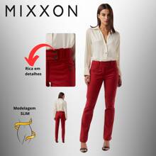 Calça Social Feminina Mixxon com Bolsos – Moda Executiva para Mulheres Empoderadas  Simples    Misturas de Algodão    Bolso  Zíper  Botão    Alfaiataria  Formal e Noturno    Outono / Inverno