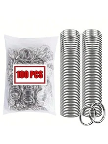 10-100pcs/Set 25mm Metal Key Rings Open Connectors, Suitable For Key Chains, Pendants, Crafts, Christmas Gifts, Bag Accessories, Lanyards, ID Card Holders, Car Accessories, Bag Charms - Silver - View 5