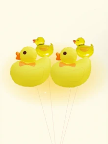 4 piezas Globos de PVC con tema de pato amarillo, adecuados para decoración de fiesta de cumpleaños, decoración de ambiente festivo, regreso a clases, fiesta de boda de otoño, globos decorativos de fondo, decoración de ventana navideña, decoración navideña del hogar, regalos de Navidad, decoraciones navideñas - Amarillo - Ver 3