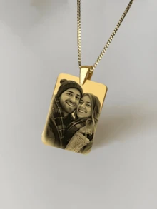 Personalized Photo Engraved Locket Necklace, Custom Photo Engraving, 18K Stainless Steel Chain, Gold/Silver Portrait Pendant, Personalized Family/Pet Jewelry, Perfect Gift - Multicolor-box Chain - View 11